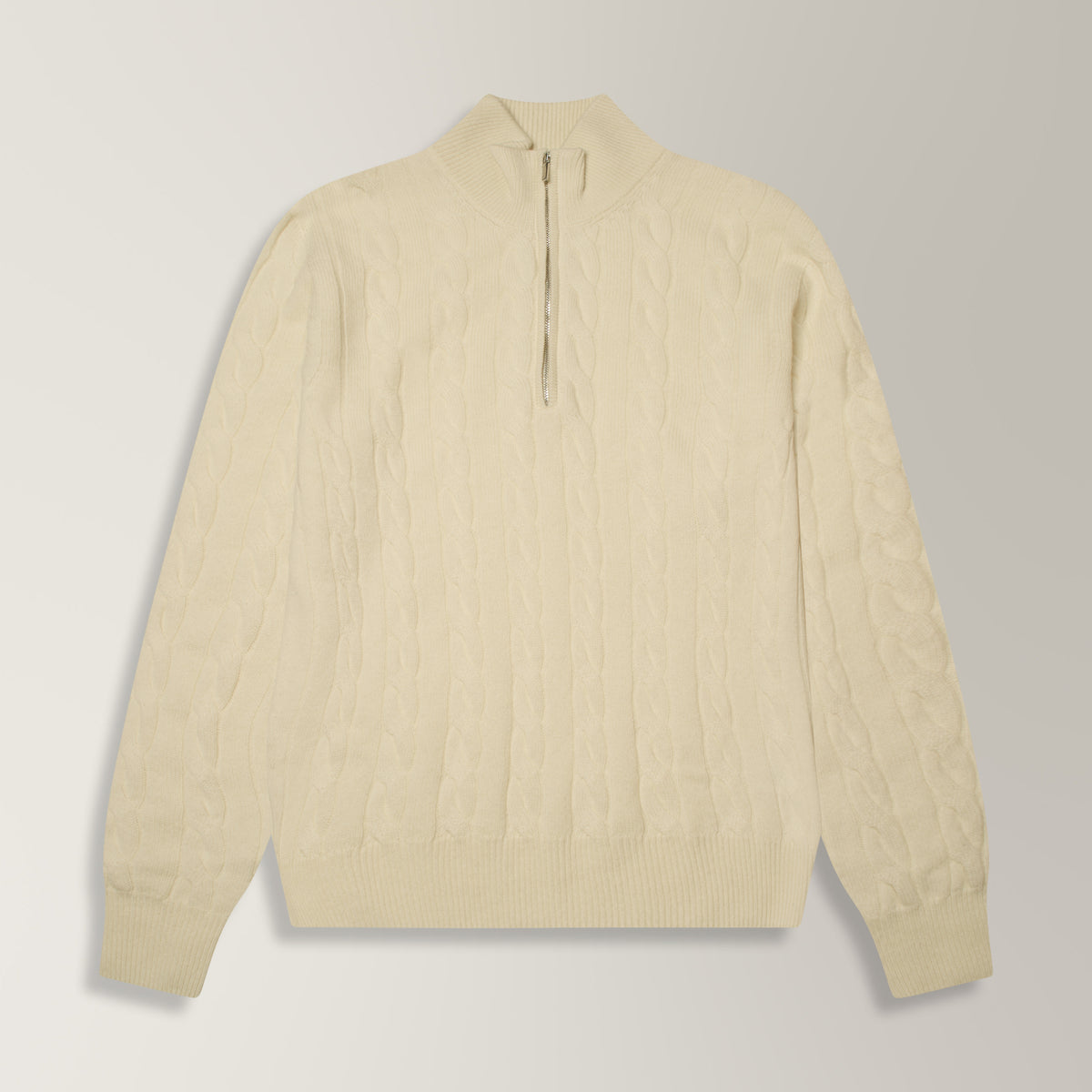 Cable Knit Quarter Zip Jumper - Off-White – Andréa Kọsta