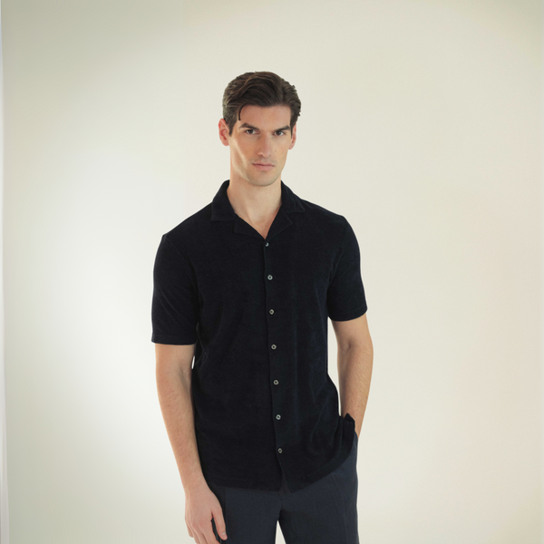 Camp Collar Shirt in Towel - Navy | Andrea Kosta