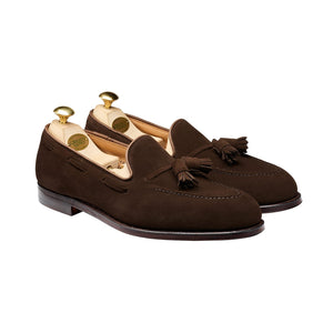 Crockett & Jones - Dark Brown Calf Suede Tassel Loafers - Cavendish - Dark Brown | Andrea Kosta