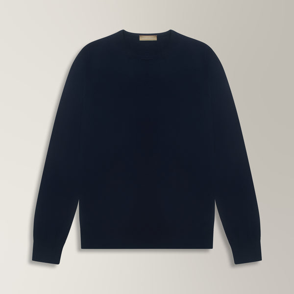 Crew Neck Jumper in Cashmere - Navy | Andrea Kosta
