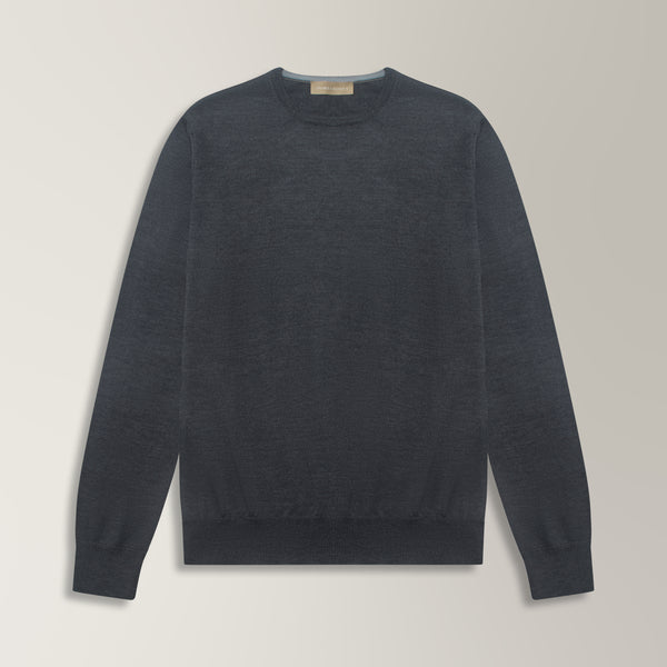 Crew Neck Jumper in Cashmere - Charcoal | Andrea Kosta