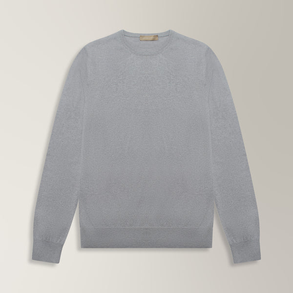 Crew Neck Jumper in Cashmere - Light Grey | Andrea Kosta