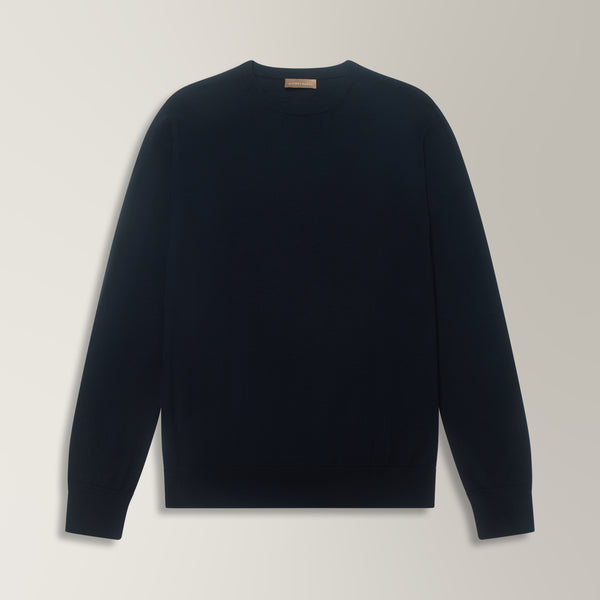Crew Neck Jumper in Merino Wool - Navy | Andrea Kosta