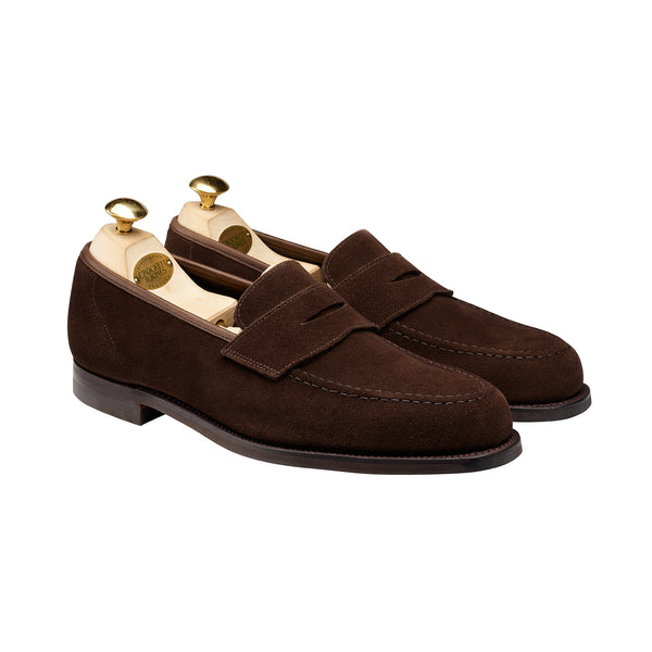 Crockett & Jones - Harvard 2 Penny Loafer in Suede - Dark Brown | Andrea Kosta