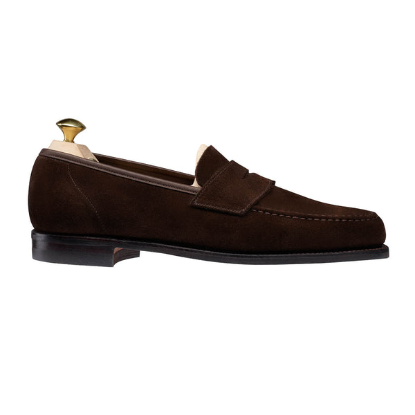 Crockett & Jones - Harvard 2 Penny Loafer in Suede - Dark Brown | Andrea Kosta