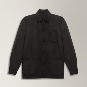 Flannel Chore Jacket in VBC Wool - Chocolate | Andrea Kosta