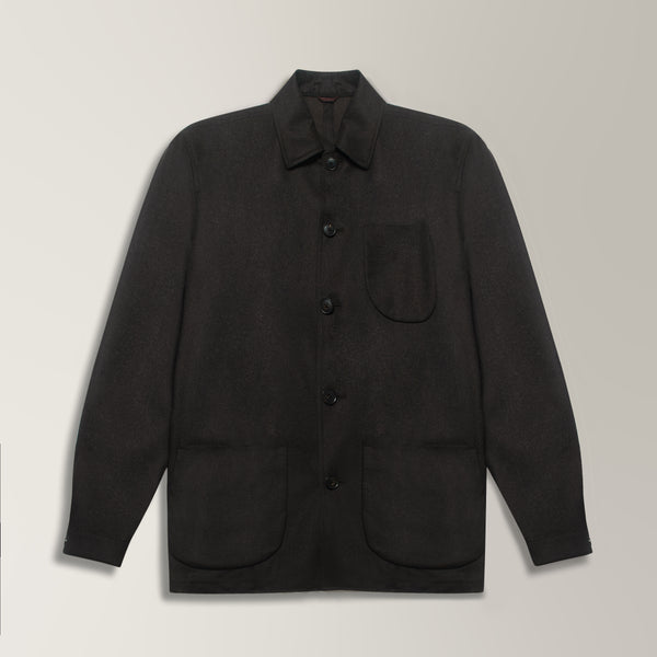 Flannel Chore Jacket in VBC Wool - Chocolate | Andrea Kosta