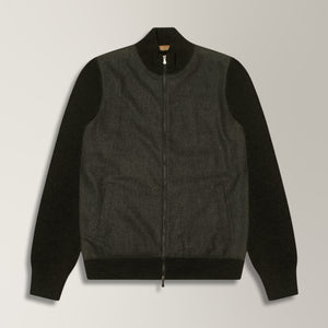 Full Zip Bomber in Wool & Cashmere - Charcoal | Andrea Kosta