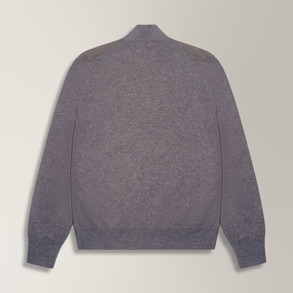 Full Zip Bomber in Wool & Cashmere - Taupe | Andrea Kosta