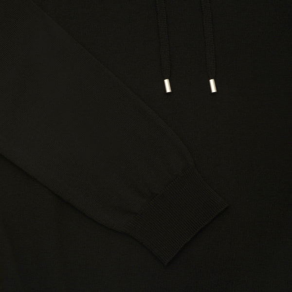 Hoodie Knit in Merino Wool - Black | Andrea Kosta