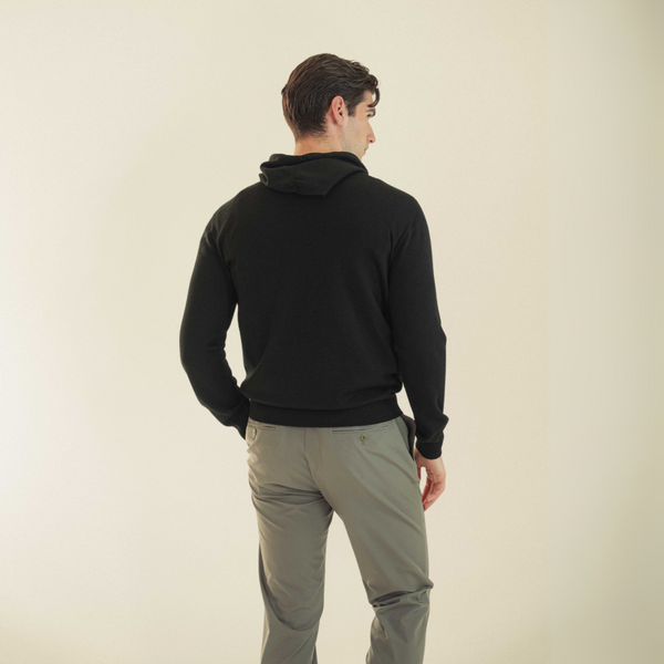 Hoodie Knit in Merino Wool - Black | Andrea Kosta