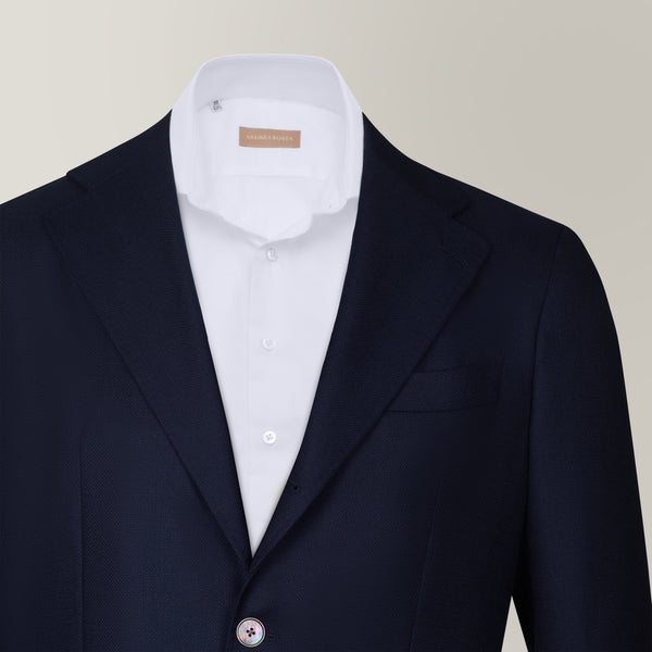 Hopsack Blazer in Vitale Barberis Canonico - Navy | Andrea Kosta