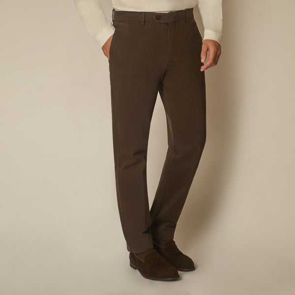 Imera Chinos in Garment-dyed Cotton - Brown | Andrea Kosta