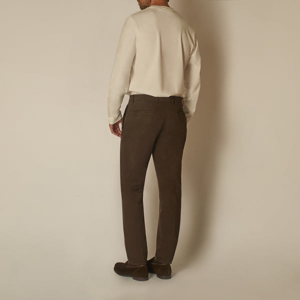 Imera Chinos in Garment-dyed Cotton - Brown | Andrea Kosta