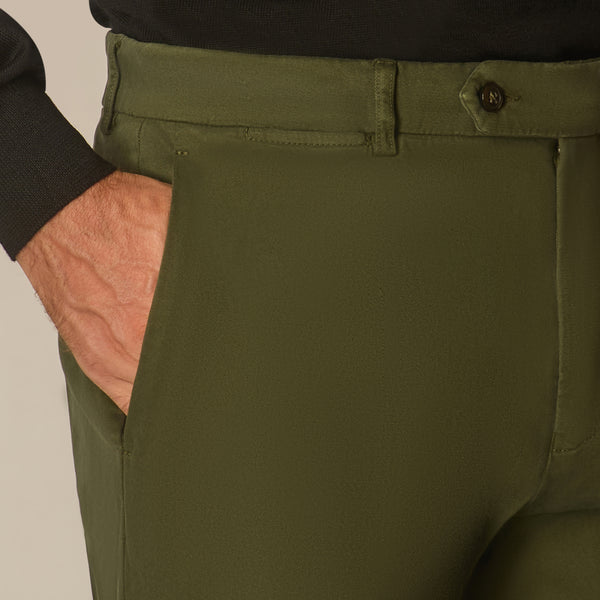 Imera Chinos in Garment-dyed Cotton - Khaki | Andrea Kosta