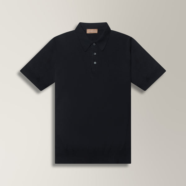 Knitted Polo in Cotton - Black | Andrea Kosta