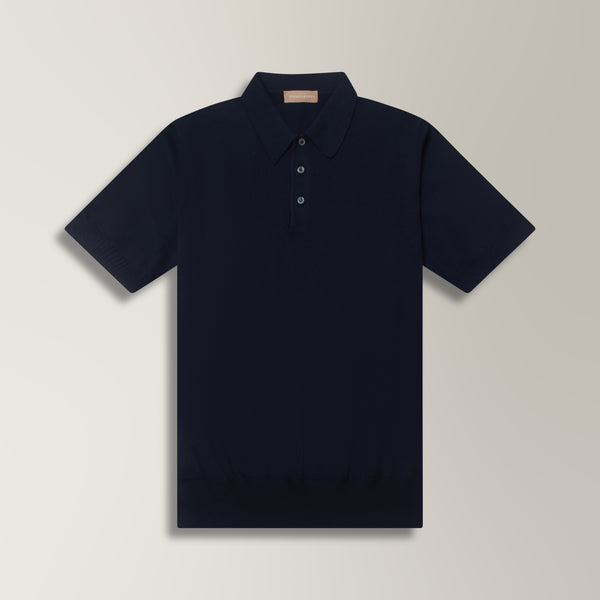 Knitted Polo in Cotton - Navy | Andrea Kosta