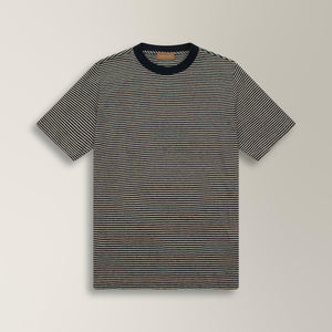 Bretton Stripe T-shirt in Linen & Cotton - Navy | Andrea Kosta