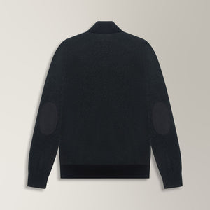 Lira Full Zip Cardigan in Wool & Cashmere - Charcoal & Black | Andrea Kosta