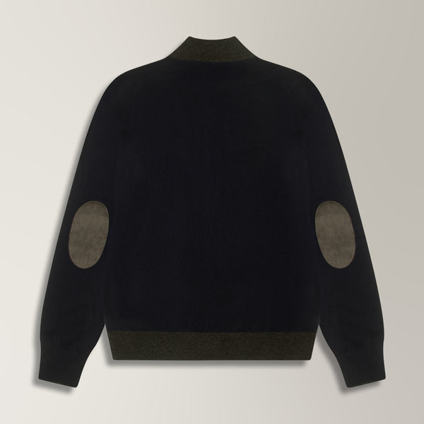 Lira Full Zip Cardigan in Wool & Cashmere  - Navy & Grey | Andrea Kosta