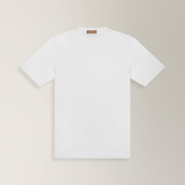 Crew Neck T-shirt in Mercerised Cotton - White | Andrea Kosta