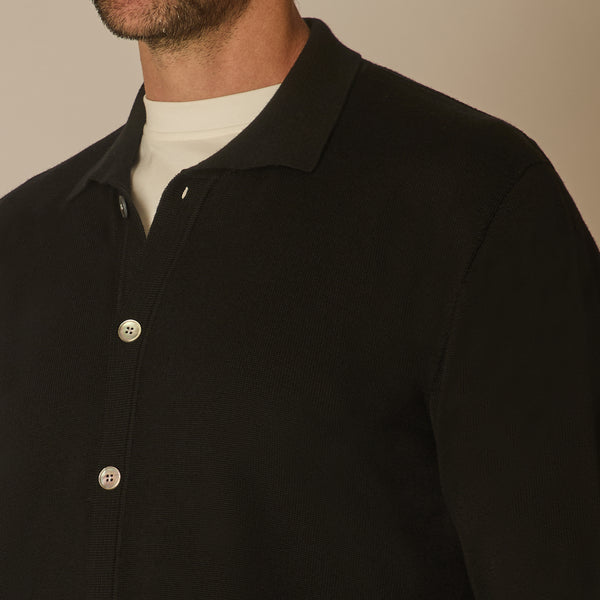 Ostro Cardigan in Merino Wool - Black | Andrea Kosta