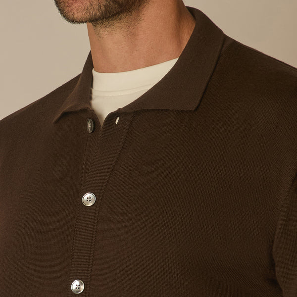 Ostro Cardigan in Merino Wool - Brown | Andrea Kosta