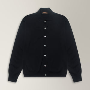 Ostro Cardigan in Merino Wool - Black | Andrea Kosta