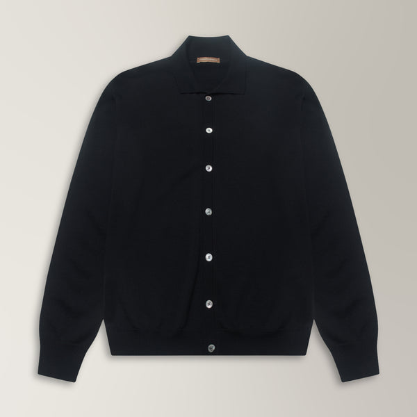 Ostro Cardigan in Merino Wool - Black | Andrea Kosta
