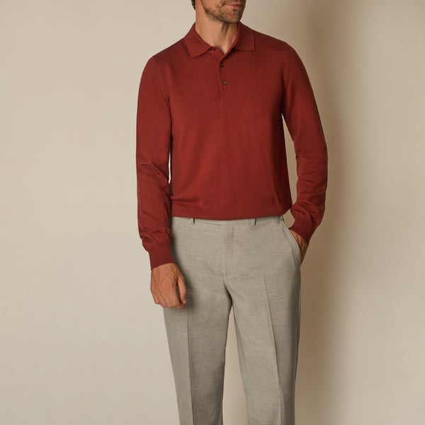 Panta Knit Polo in Merino Wool - Brick Red | Andrea Kosta