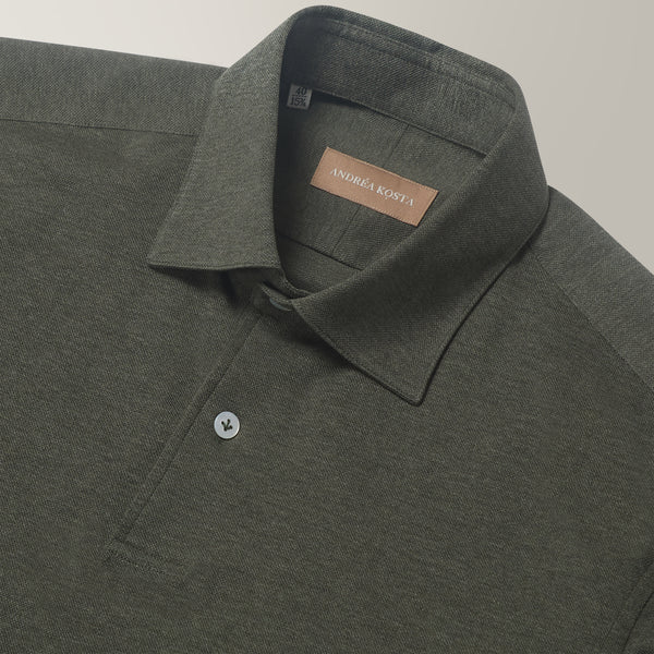 Pique Polo in Cotton - Forest Green | Andrea Kosta