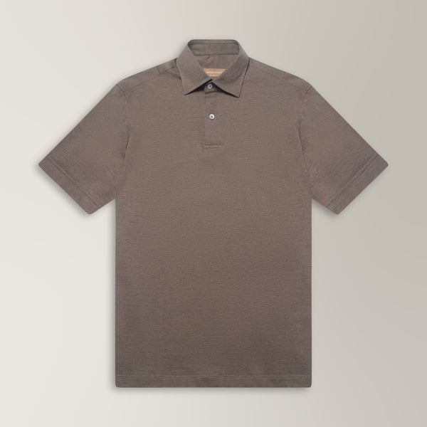 Pique Polo in Cotton - Walnut | Andrea Kosta