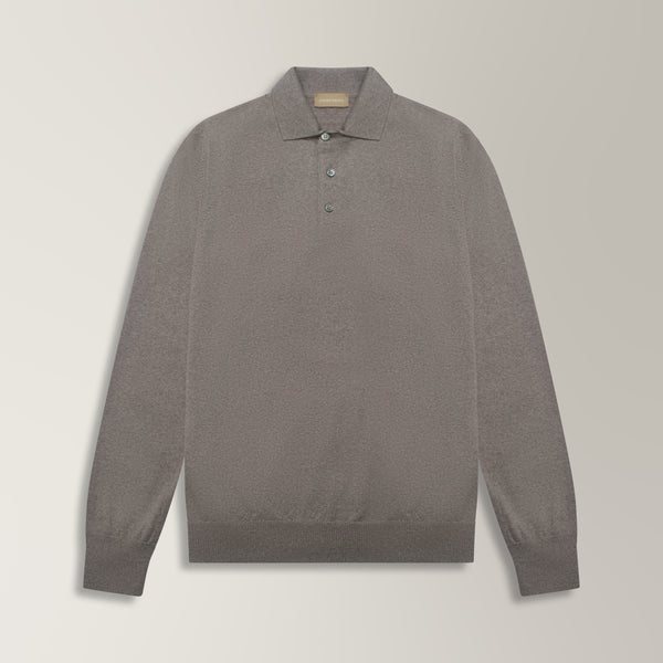 Polo Jumper in Merino Wool - Taupe | Andrea Kosta