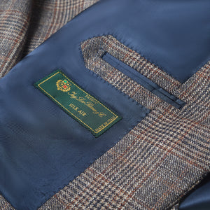 Prince of Wales Check Blazer in Loro Piana Silk Air - Navy & Brown | Andrea Kosta