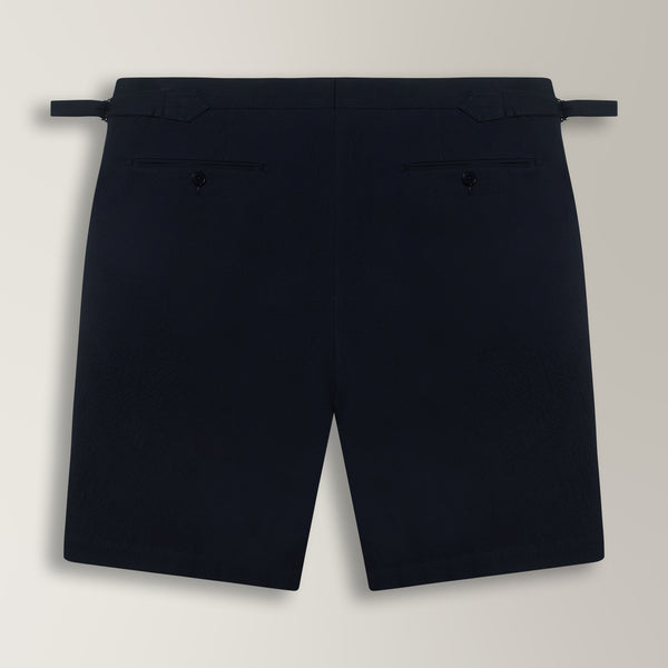 Seersucker Bermuda Shorts in Cotton - Navy | Andrea Kosta