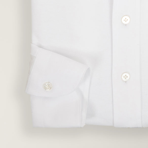 Semi Spread Collar Shirt - Cotton Poplin - White | Andrea Kosta