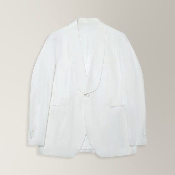 Shawl Lapel Tuxedo Jacket in Bamboo Wool - Off-White | Andrea Kosta