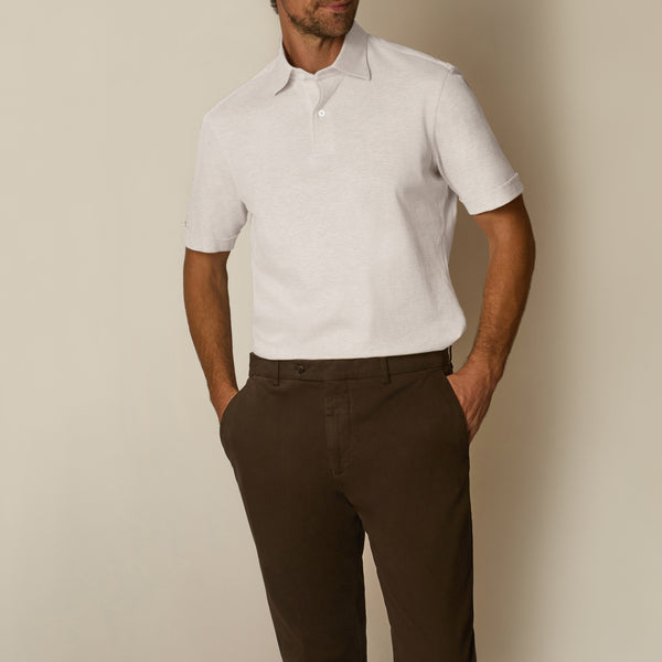 Pique Polo in Cotton - Sand | Andrea Kosta