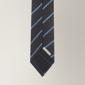 Stripe Tie in Silk - Navy & Brown | Andrea Kosta