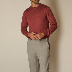 Theta Crew Neck Jumper in Wool & Silk - Brick Red | Andrea Kosta