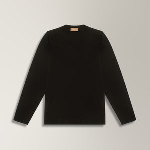Tino Long Sleeve T-shirt in Cotton - Black | Andrea Kosta