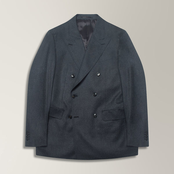 Two-Piece Double Breasted Suit in Vitale Barberis Canonico Wool Flannel - Anthracite | Andrea Kosta