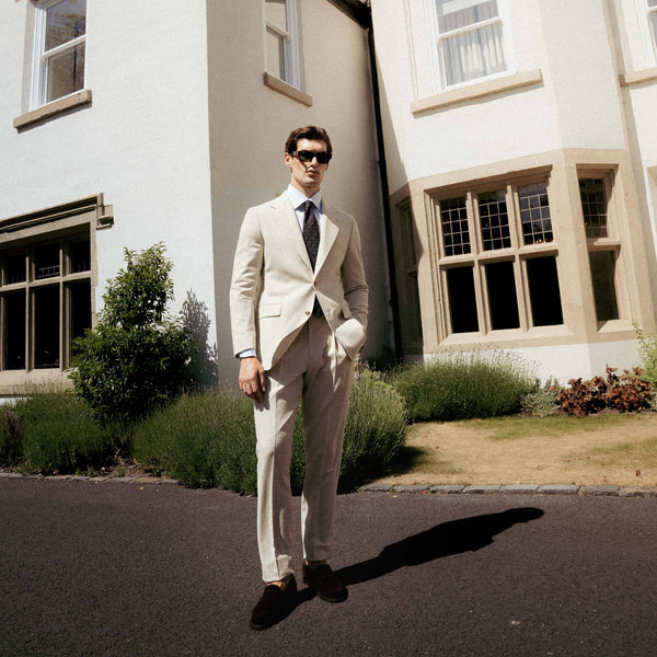 Two Piece Suit in Linen Blend - Bone | Andrea Kosta