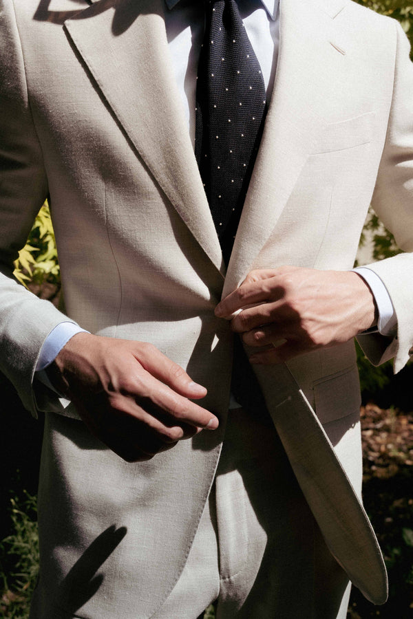 Two Piece Suit in Linen Blend - Bone | Andrea Kosta