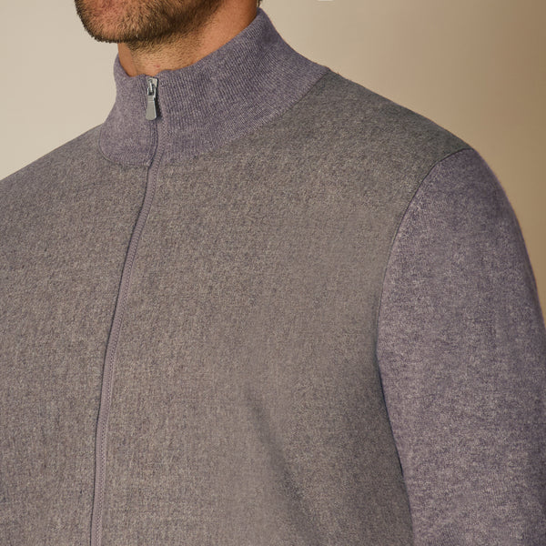 Full Zip Bomber in Wool & Cashmere - Taupe | Andrea Kosta