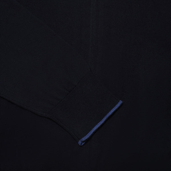 Zip-Through Cardigan in Silk & Cotton - Navy | Andrea Kosta