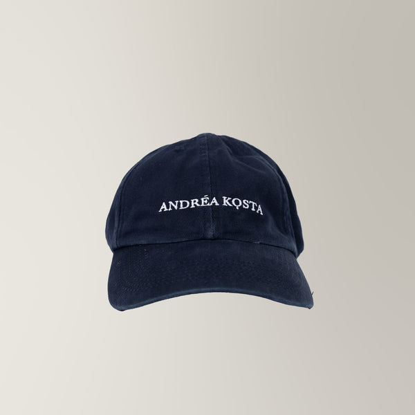 Garment-Dyed AK Branded Cap - Navy | Andrea Kosta