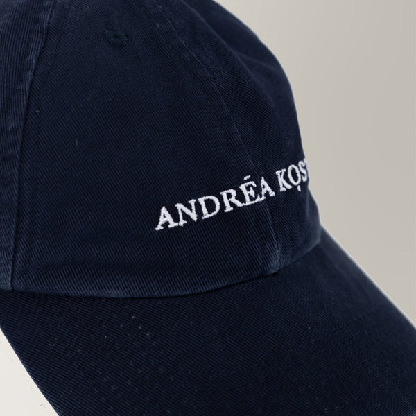 Garment-Dyed AK Branded Cap - Navy | Andrea Kosta
