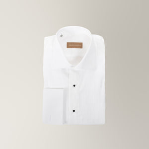 Bib Front Shirt in Cotton - White | Andrea Kosta
