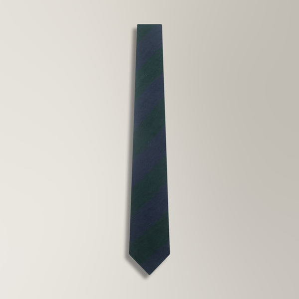 Bold Stripe Tie in Shantung Silk - Navy & Green | Andrea Kosta